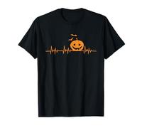 Halloween Heartbeat Pumpkin Bats Boo Scary and Creepy for T-Shirt