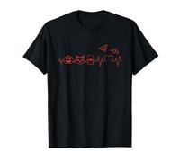 Halloween Heartbeat Pumpkin Bats Boo Scary and Creepy for T-Shirt