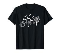 Halloween Heartbeat Pumpkin Bats Boo Scary and Creepy for T-Shirt