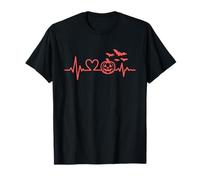 Halloween Heartbeat Pumpkin Bats Boo Scary and Creepy for T-Shirt