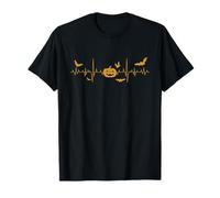 Halloween Heartbeat Pumpkin Bats Boo Scary and Creepy for T-Shirt