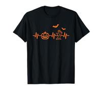 Halloween Heartbeat Pumpkin Bats Boo Scary and Creepy for T-Shirt