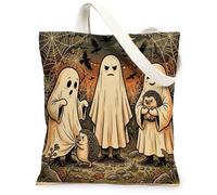Halloween Hedgehog Canvas Tote Bag for Shopping 13 * 15, Animal Holiday Ghosts Reusable Grocery Shoulder Cloth Bag for Women, Forest Painting Gift Decoration