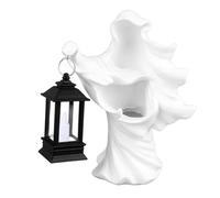 Halloween Hell Messenger Lantern, Witch Resin Lantern Ornament Ghost Statue Lantern, Halloween Scary Witch Sculpture Lantern with Built in Battery Halloween Garden Decoration