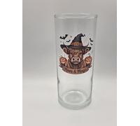 Halloween Highland Cow Design Glass Tumbler Drinking Glass Gift.