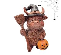 Halloween Highland Cow Figurine, Festive Collectible Sculpture - Decorative Farmhouse Accent For Tiered Tray, Kitchen, Yard, Garden Or Indoor Party Display | Holiday Cow Decor