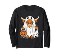 Halloween Highland Cow Ghost Trick or Treat Long Sleeve T-Shirt