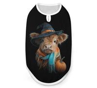 Halloween Highland Cow Halloween Breathable Dog Shirts Clothes Printed Sleeveless Vest Soft Summer Tank Top for Small Medium Large Pet