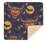 Halloween Highland Cow Pattern Soft Foam Baby Play Mat for Floor Comfortable Kicking Mat for Baby Kids Toddlers Infants, 50'' x 50''
