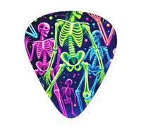 Halloween-Hipster-Skeletons 12 Pack Guitar Picks With 3 Thicknesses And Storage Box, Abs Plectrums For Electric Bass Guitar Players