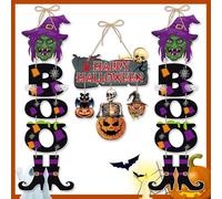 Halloween Home Front-Porch Door Hanger-Decor - Party Paper Signs Banners, Bats Spooky Creepy Ghosts Skulls Skeleton Pumpkin Wall Hanging Indoor Decorations Lasting Surprise