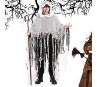 Halloween Hooded Cape - Gothic Medieval Renaissance Costume - Vampire Cape | Vintage Cosplay Cape | Houseed House Masquerade Party Bane | Adult Cape Long Linen Mesh Pair