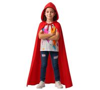 Halloween Hooded Cape With Hood - Childrens Boys Girls Superhero Capes Witch Vampires Costume Hooded Cloak Kids UK, Red 80cm
