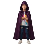 Halloween Hooded Cape With Hood - Childrens Boys Girls Superhero Capes Witch Vampires Costume Hooded Cloak Kids UK, Purple 120cm