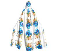Halloween Hooded Cloak Adult Full Print Cape for Cosplay Party Masquerade | world globe Unisex Oversized Hood Long Cloak with Bow Tie Polyester Cosplay Costume for Halloween