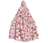 Halloween Hooded Cloak Costume - Unisex Adult Garden Peony Print Cape for Parties, Carnivals, Comic Exhibitions