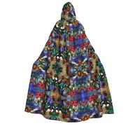 Halloween Hooded Cloak Costume - Unisex Adult Hand drawn color butterfly Print Cape for Parties, Carnivals, Comic Exhibitions