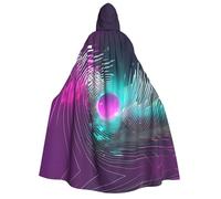 Halloween Hooded Cloak Costume - Unisex Adult Music sound wave Print Cape for Parties, Carnivals, Comic Exhibitions
