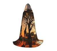 Halloween Hooded Cloak For Teenagers, Africa Giraffe Tree, Youth Hooded Costume For Cosplay, Witch Vampire Party, Fantasy Robe For Teens Carnival Comic Con, Perfect For Heights Of 110-170 Cm