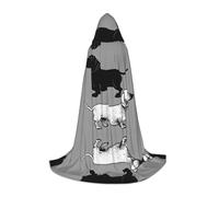 Halloween Hooded Cloak For Teenagers, Cute Dachshund Hooded Cape, Youth Hooded Costume For Cosplay, Witch Vampire Party, Fantasy Robe For Teens Carnival Comic Con, Perfect For Heights Of 110-170 Cm