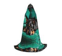 Halloween Hooded Cloak For Teenagers, Dachshund Dog Hooded Cape, Youth Hooded Costume For Cosplay, Witch Vampire Party, Fantasy Robe For Teens Carnival Comic Con, Perfect For Heights Of 110-170 Cm