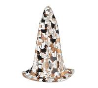 Halloween Hooded Cloak For Teenagers, Dachshund Floral Hooded Cape, Youth Hooded Costume For Cosplay, Witch Vampire Party, Fantasy Robe For Teens Carnival Comic Con, Perfect For Heights Of 110-170 Cm