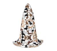 Halloween Hooded Cloak For Teenagers, Dachshund Floral Hooded Cape, Youth Hooded Costume For Cosplay, Witch Vampire Party, Fantasy Robe For Teens Carnival Comic Con, Perfect For Heights Of 110-170 Cm