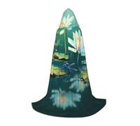 Halloween Hooded Cloak For Teenagers, Dragonfly Water Lily, Youth Hooded Costume For Cosplay, Witch Vampire Party, Fantasy Robe For Teens Carnival Comic Con, Perfect For Heights Of 110-170 Cm