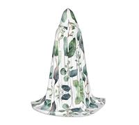 Halloween Hooded Cloak For Teenagers, Eucalyptus Leaves Green, Youth Hooded Costume For Cosplay, Witch Vampire Party, Fantasy Robe For Teens Carnival Comic Con, Perfect For Heights Of 110-170 Cm