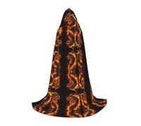 Halloween Hooded Cloak For Teenagers, Fire Chinese Dragon, Youth Hooded Costume For Cosplay, Witch Vampire Party, Fantasy Robe For Teens Carnival Comic Con, Perfect For Heights Of 110-170 Cm
