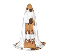 Halloween Hooded Cloak For Teenagers, Funny Dachshund Dog, Youth Hooded Costume For Cosplay, Witch Vampire Party, Fantasy Robe For Teens Carnival Comic Con, Perfect For Heights Of 110-170 Cm