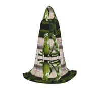 Halloween Hooded Cloak For Teenagers, Funny Green Frogs Hooded Cape, Youth Hooded Costume For Cosplay, Witch Vampire Party, Fantasy Robe For Teens Carnival Comic Con, Perfect For Heights Of 110-170 Cm