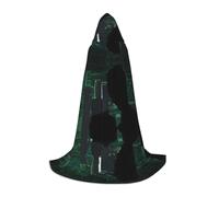 Halloween Hooded Cloak For Teenagers, Hacker Attack Hooded Cape, Youth Hooded Costume For Cosplay, Witch Vampire Party, Fantasy Robe For Teens Carnival Comic Con, Perfect For Heights Of 110-170 Cm
