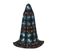 Halloween Hooded Cloak For Teenagers, Horror Cemetery Hooded Cape, Youth Hooded Costume For Cosplay, Witch Vampire Party, Fantasy Robe For Teens Carnival Comic Con, Perfect For Heights Of 110-170 Cm