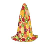 Halloween Hooded Cloak For Teenagers, Kiwi Watermelon Hooded Cape, Youth Hooded Costume For Cosplay, Witch Vampire Party, Fantasy Robe For Teens Carnival Comic Con, Perfect For Heights Of 110-170 Cm
