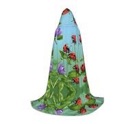 Halloween Hooded Cloak For Teenagers, Ladybug Green Leaves, Youth Hooded Costume For Cosplay, Witch Vampire Party, Fantasy Robe For Teens Carnival Comic Con, Perfect For Heights Of 110-170 Cm