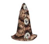 Halloween Hooded Cloak For Teenagers, Law Compass Navigation, Youth Hooded Costume For Cosplay, Witch Vampire Party, Fantasy Robe For Teens Carnival Comic Con, Perfect For Heights Of 110-170 Cm