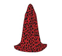 Halloween Hooded Cloak For Teenagers, Red Leopard Hooded Cape, Youth Hooded Costume For Cosplay, Witch Vampire Party, Fantasy Robe For Teens Carnival Comic Con, Perfect For Heights Of 110-170 Cm