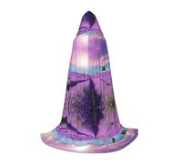 Halloween Hooded Cloak For Teenagers, Romantic Purple Lavender, Youth Hooded Costume For Cosplay, Witch Vampire Party, Fantasy Robe For Teens Carnival Comic Con, Perfect For Heights Of 110-170 Cm