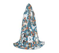 Halloween Hooded Cloak For Teenagers, Sweet Basset Hound Florals, Youth Hooded Costume For Cosplay, Witch Vampire Party, Fantasy Robe For Teens Carnival Comic Con, Perfect For Heights Of 110-170 Cm