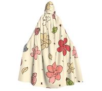 Halloween Hooded Cloak Lovely flower patterns Witch Robe Full Length Cape Cosplay Costume for Men Women