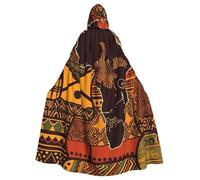 Halloween Hooded Cloak Medieval Renaissance Wizard Cloak African Map Ethnic Pattern Reaper Cosplay Cape Costume for Adult