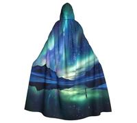 Halloween Hooded Cloak Medieval Renaissance Wizard Cloak Army Digital Camouflage Reaper Cosplay Cape Costume for Adult, Northern Lights, One size