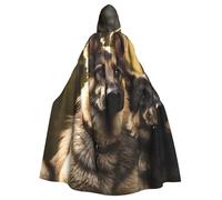 Halloween Hooded Cloak Medieval Renaissance Wizard Cloak Army Digital Camouflage Reaper Cosplay Cape Costume for Adult, German Shepherd, One size