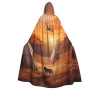 Halloween Hooded Cloak Medieval Renaissance Wizard Cloak Camels Rest Desert Reaper Cosplay Cape Costume for Adult, Native American Tribes, One size