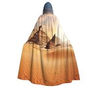 Halloween Hooded Cloak Medieval Renaissance Wizard Cloak Egyptian Pyramid in Desert Reaper Cosplay Cape Costume for Adult