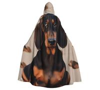 Halloween Hooded Cloak Medieval Renaissance Wizard Cloak Golden Gate Bridge Reaper Cosplay Cape Costume for Adult, Dachshund Dog, One size