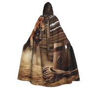 Halloween Hooded Cloak Medieval Renaissance Wizard Cloak Golf Course Reaper Cosplay Cape Costume for Adult, American West Rodeo, One size