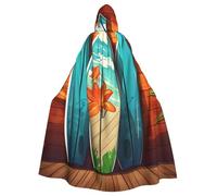 Halloween Hooded Cloak Medieval Renaissance Wizard Cloak Surfboard on Wooden Reaper Cosplay Cape Costume for Adult