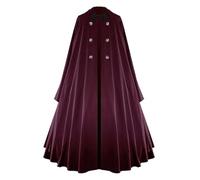 Halloween Hooded Cloak, Men Viking Medieval Cloak With Hood Vintage Victorain Renaissance Cape Metal Button Gothic King Capes Halloween Costume